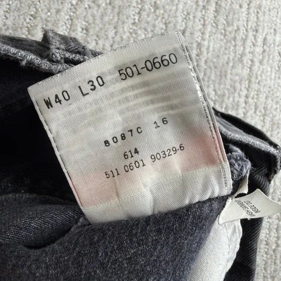 Vintage Levi's 501xx Denim Black Jeans USA Made Men's Size 40x30 Fits 38x30